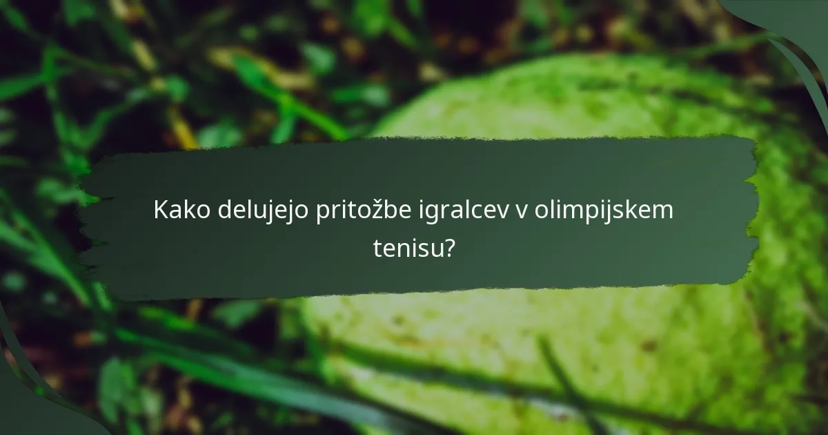 Kako delujejo pritožbe igralcev v olimpijskem tenisu?