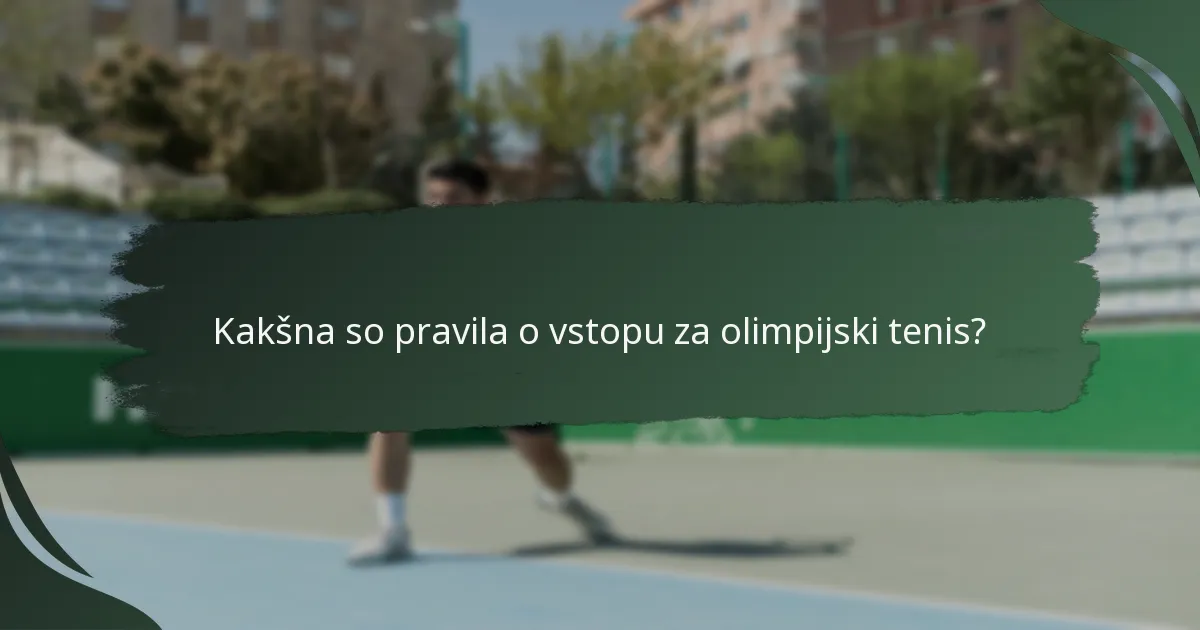 Kakšne so razlike med olimpijskim tenisom in drugimi teniškimi turnirji?