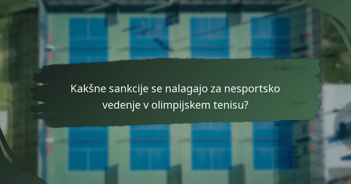 Kako se obnašanje igralcev v olimpijskem tenisu primerja z drugimi športi?