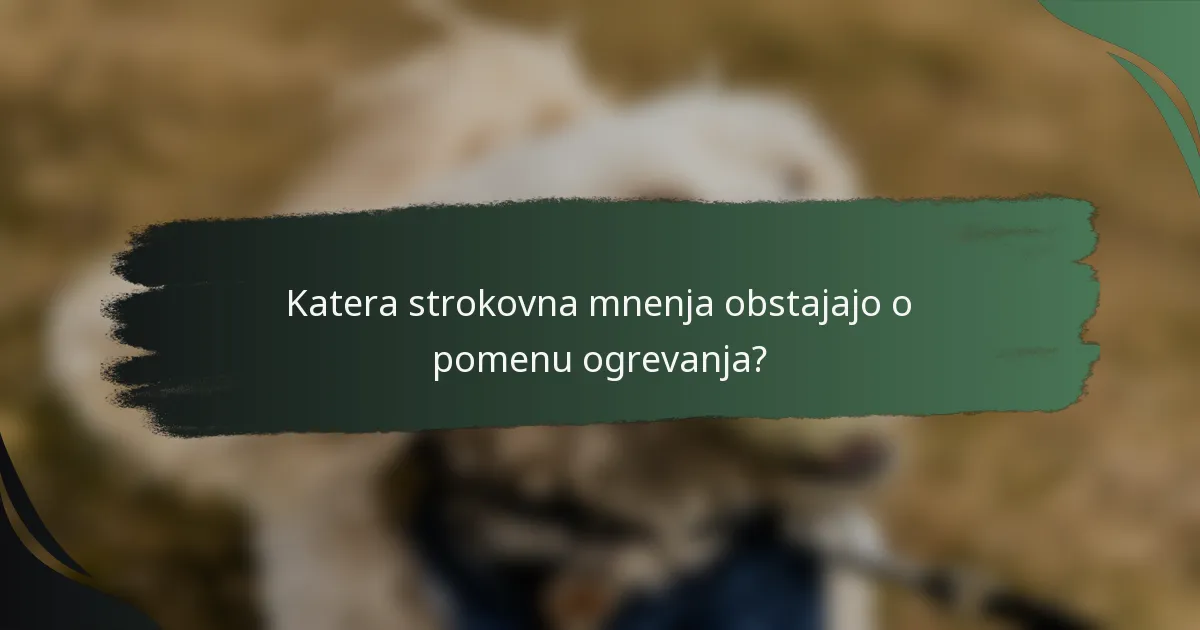 Katera strokovna mnenja obstajajo o pomenu ogrevanja?