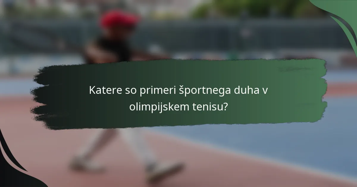 Katere so primeri športnega duha v olimpijskem tenisu?