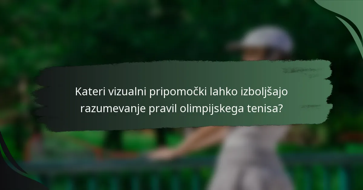 Kateri vizualni pripomočki lahko izboljšajo razumevanje pravil olimpijskega tenisa?